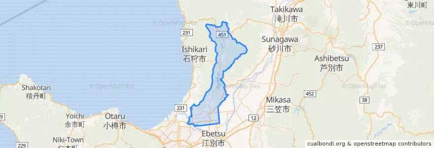 Mapa de ubicacion de 当別町.