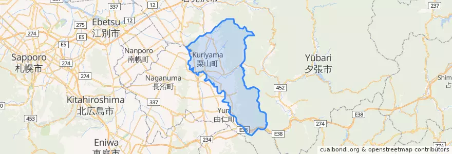 Mapa de ubicacion de 栗山町.