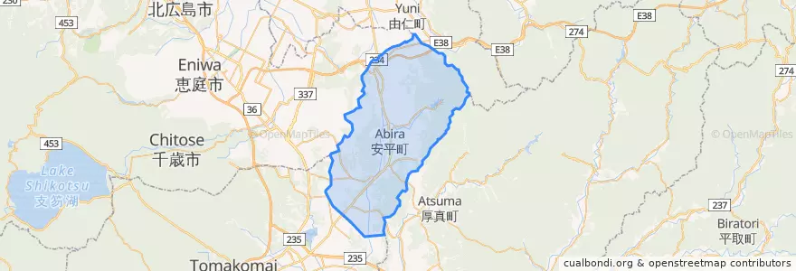 Mapa de ubicacion de 安平町.