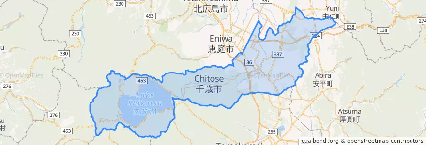 Mapa de ubicacion de 千歳市.