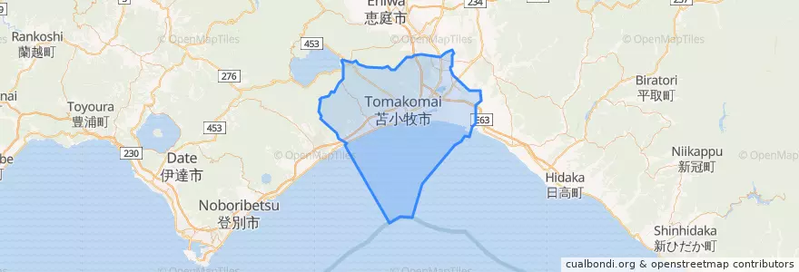 Mapa de ubicacion de 苫小牧市.