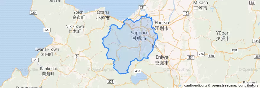 Mapa de ubicacion de 札幌市.