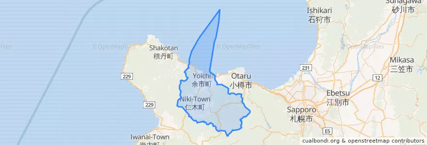 Mapa de ubicacion de 余市郡.