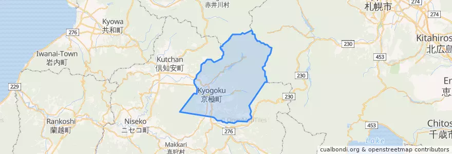 Mapa de ubicacion de 京極町.