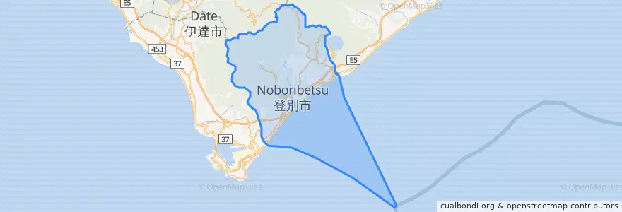 Mapa de ubicacion de 登別市.