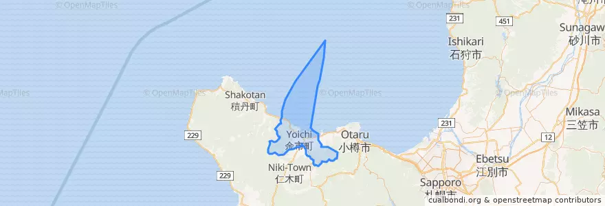 Mapa de ubicacion de 余市町.