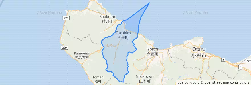 Mapa de ubicacion de 古平町.