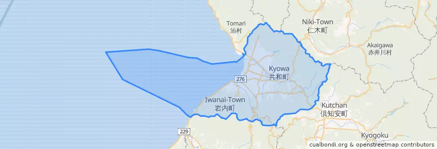 Mapa de ubicacion de 岩内郡.