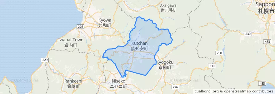 Mapa de ubicacion de 倶知安町.
