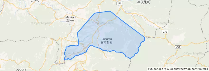 Mapa de ubicacion de 留寿都村.