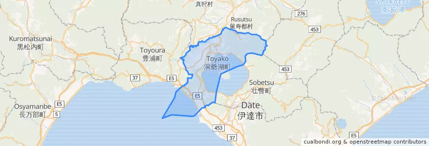 Mapa de ubicacion de 洞爺湖町.