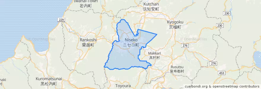 Mapa de ubicacion de ニセコ町.