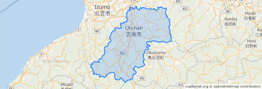 Mapa de ubicacion de 雲南市.
