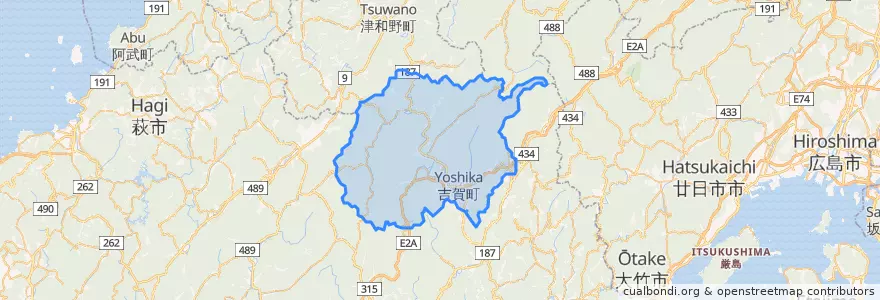 Mapa de ubicacion de 吉賀町.
