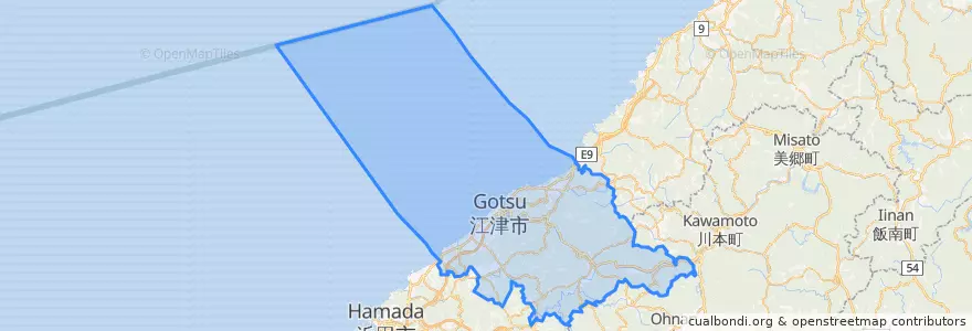 Mapa de ubicacion de Gotsu.