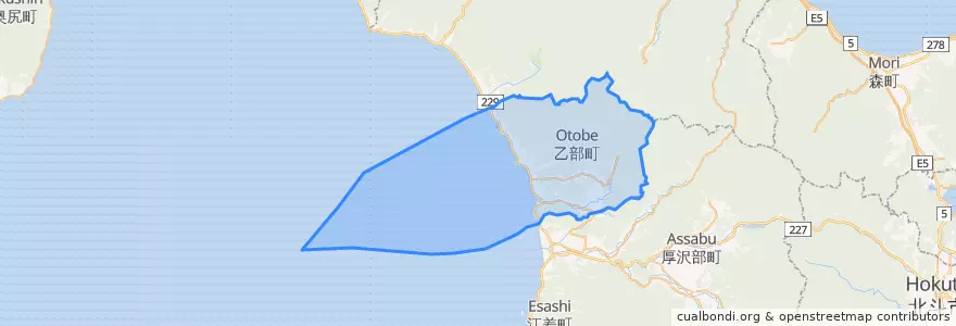 Mapa de ubicacion de 乙部町.