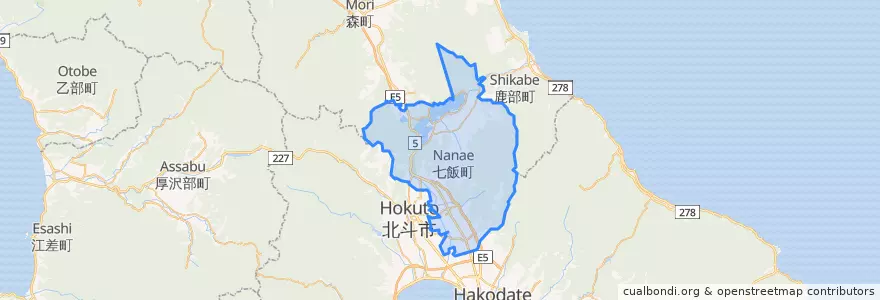 Mapa de ubicacion de 亀田郡.