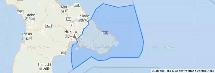 Mapa de ubicacion de 函館市.