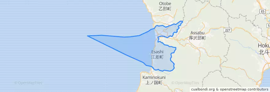 Mapa de ubicacion de 江差町.
