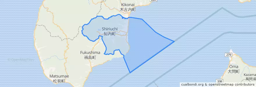 Mapa de ubicacion de 知内町.