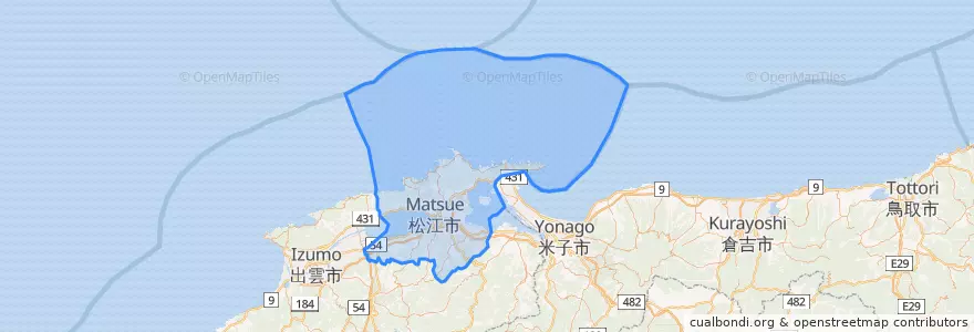 Mapa de ubicacion de Matsue.