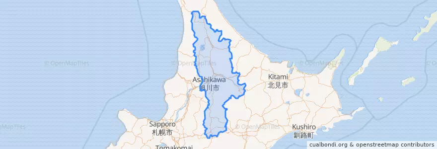 Mapa de ubicacion de Kamikawa Subprefecture.