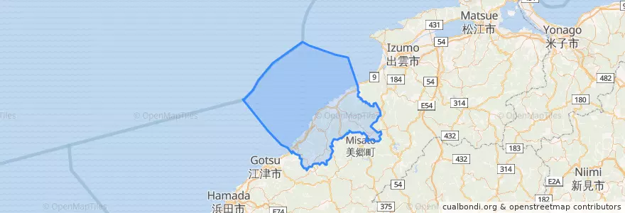 Mapa de ubicacion de 大田市.