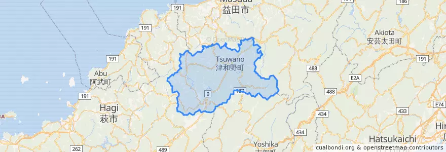 Mapa de ubicacion de 津和野町.