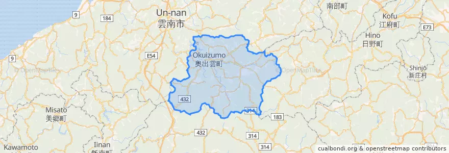 Mapa de ubicacion de 仁多郡.