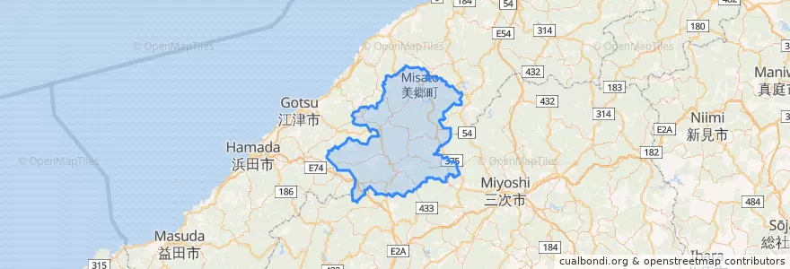 Mapa de ubicacion de 邑智郡.