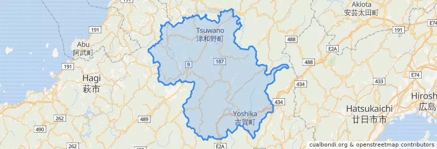 Mapa de ubicacion de Kanoashi County.