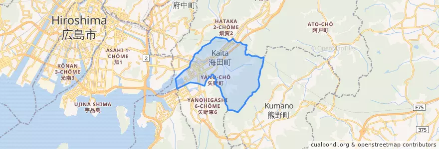 Mapa de ubicacion de 海田町.