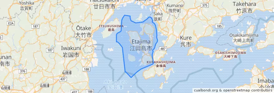 Mapa de ubicacion de 江田島市.