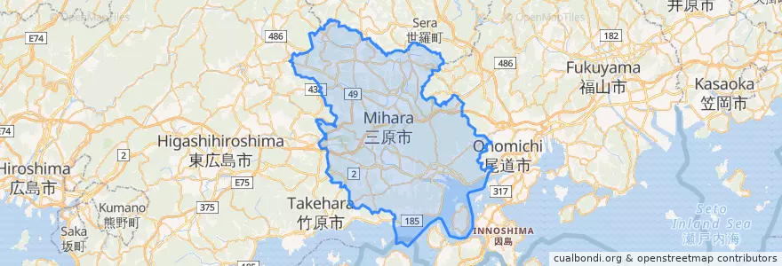 Mapa de ubicacion de 三原市.