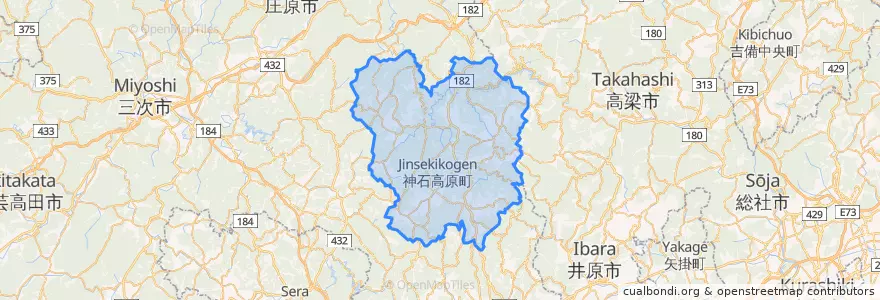 Mapa de ubicacion de 神石高原町.