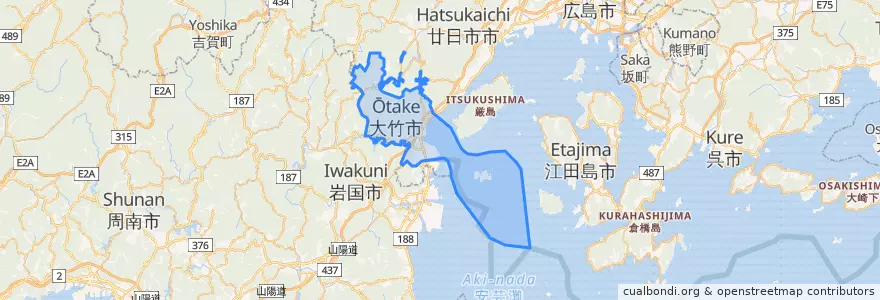 Mapa de ubicacion de 大竹市.