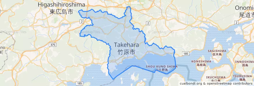 Mapa de ubicacion de 竹原市.