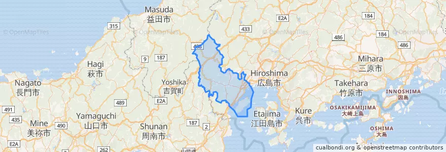 Mapa de ubicacion de 廿日市市.