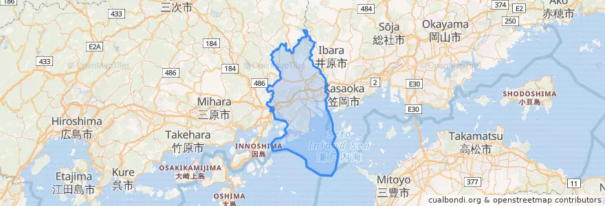 Mapa de ubicacion de Fukuyama.