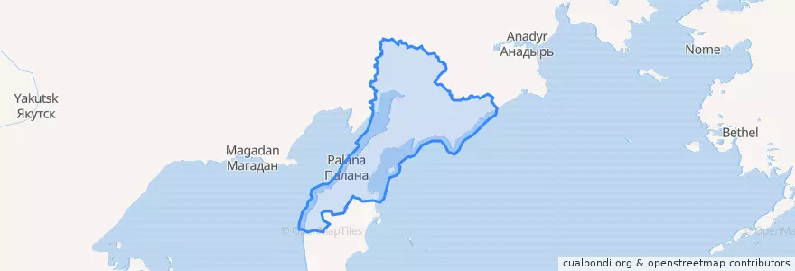 Mapa de ubicacion de Корякский округ.