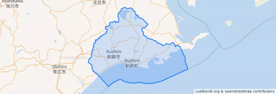 Mapa de ubicacion de Kushiro Subprefecture.