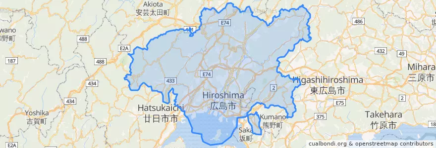 Mapa de ubicacion de 広島市.