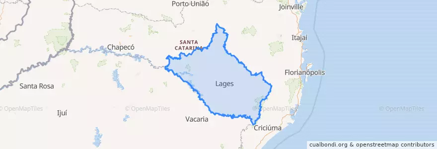 Mapa de ubicacion de Região Geográfica Intermediária de Lages.