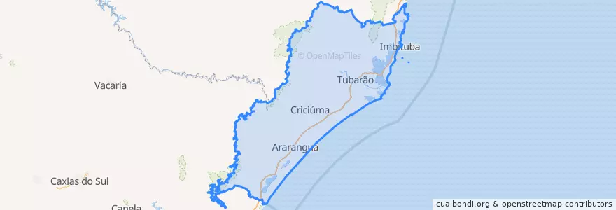Mapa de ubicacion de Região Geográfica Intermediária de Criciúma.