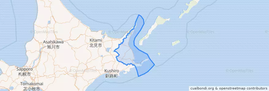 Mapa de ubicacion de Nemuro Subprefecture.