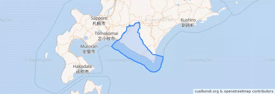Mapa de ubicacion de Округ Хидака.