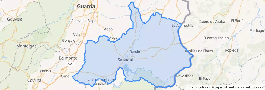 Mapa de ubicacion de Sabugal.