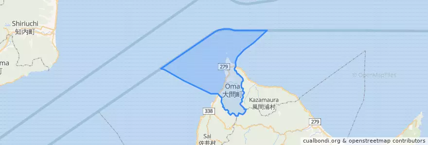 Mapa de ubicacion de 大間町.