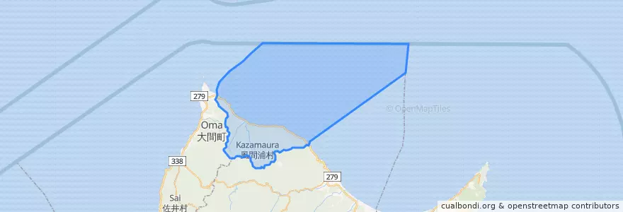 Mapa de ubicacion de 風間浦村.