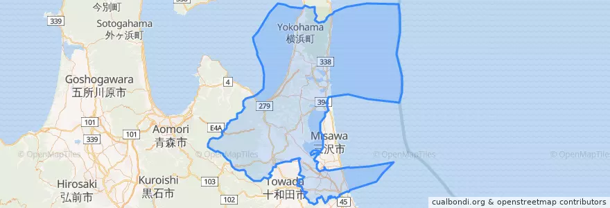 Mapa de ubicacion de 上北郡.